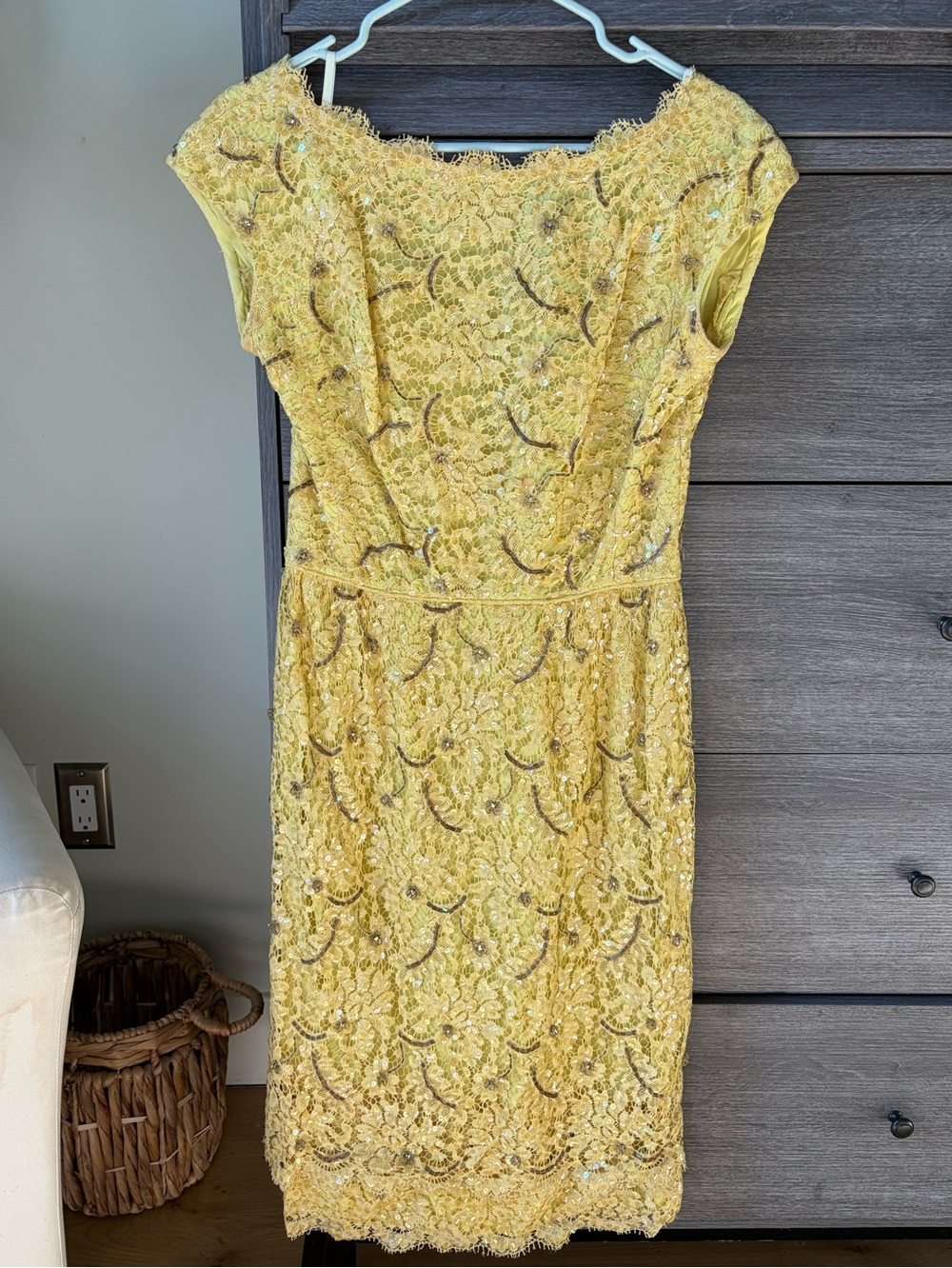 Victoria Royal Ltd Vintage Yellow Lace & Sequin Dress
